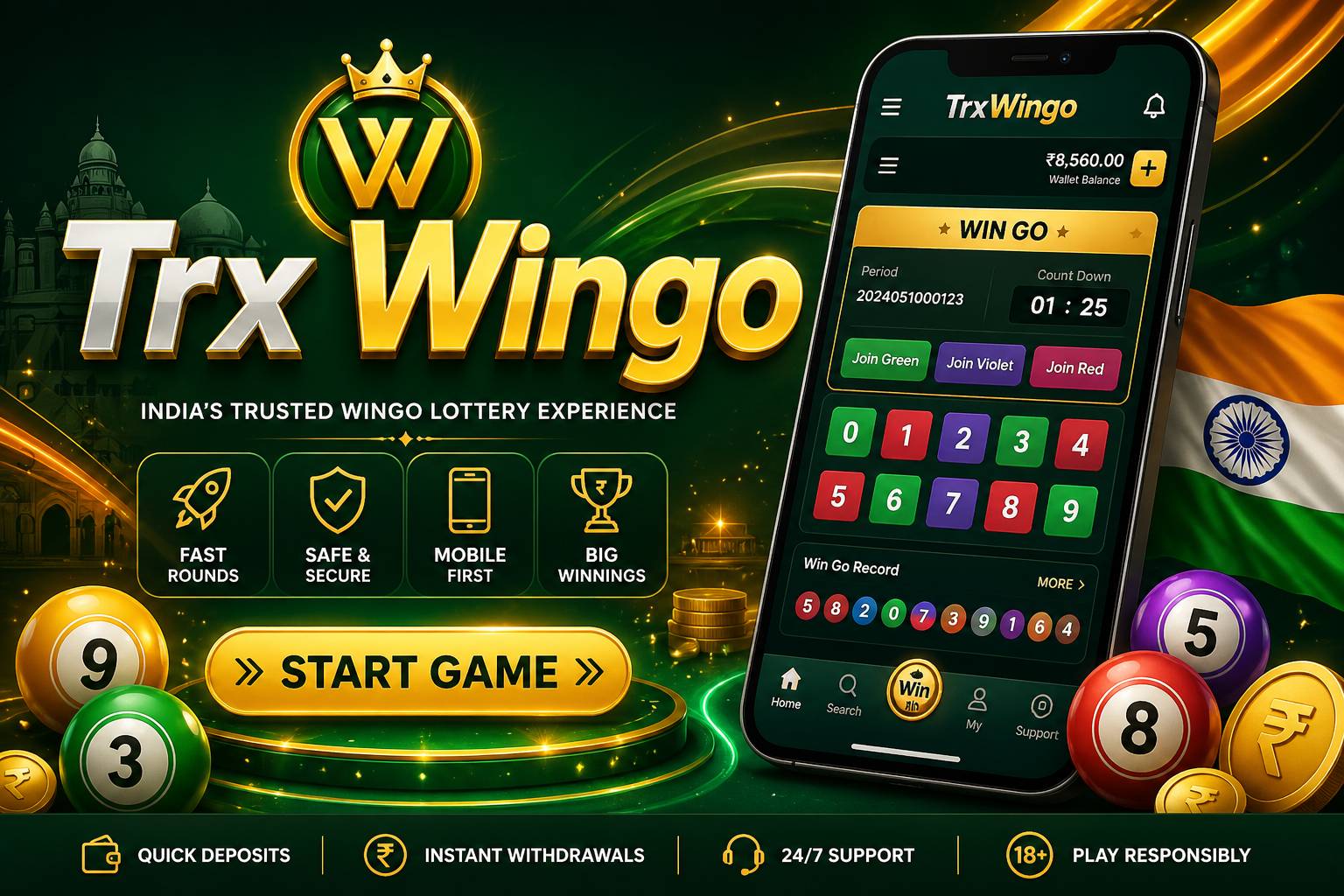 Trx Wingo lottery mobile example